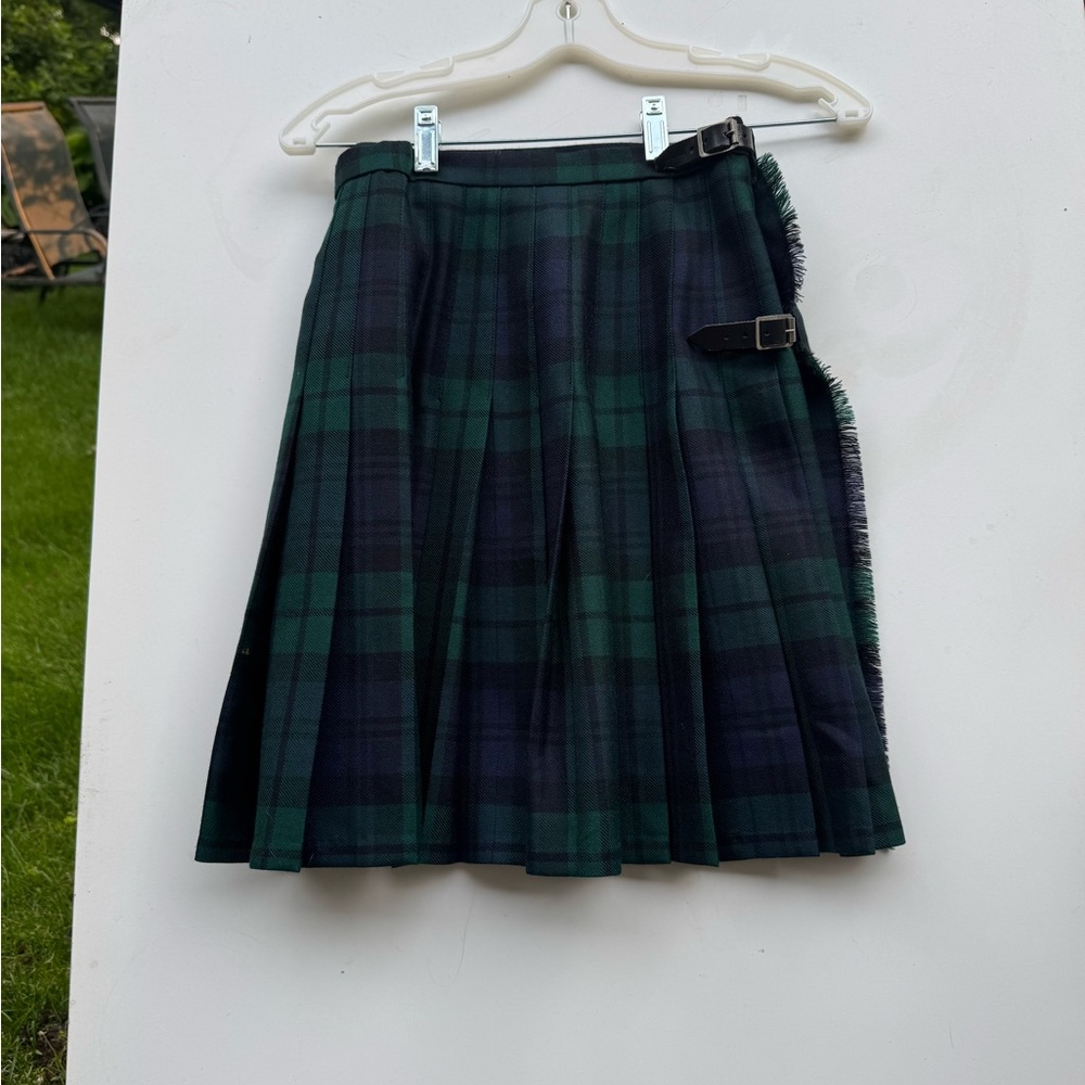 Green and Blue Pleated Skirt